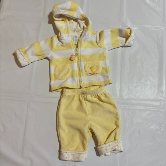 Carters yellow duck 2 piece hoodie and pants, size newborn - Picture 1 of 4